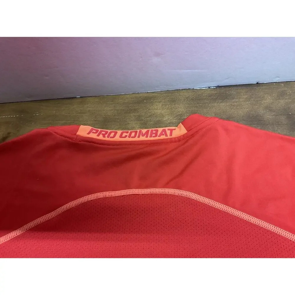 Nike Pro Combat Fitted Men's Size Large Orange Activewear Top Shirt - Picture 11 of 11